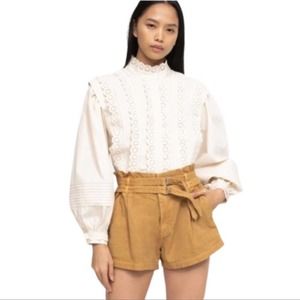Sea NY Everleigh Eyelet Long Sleeve Blouse Size 10 Ivory New